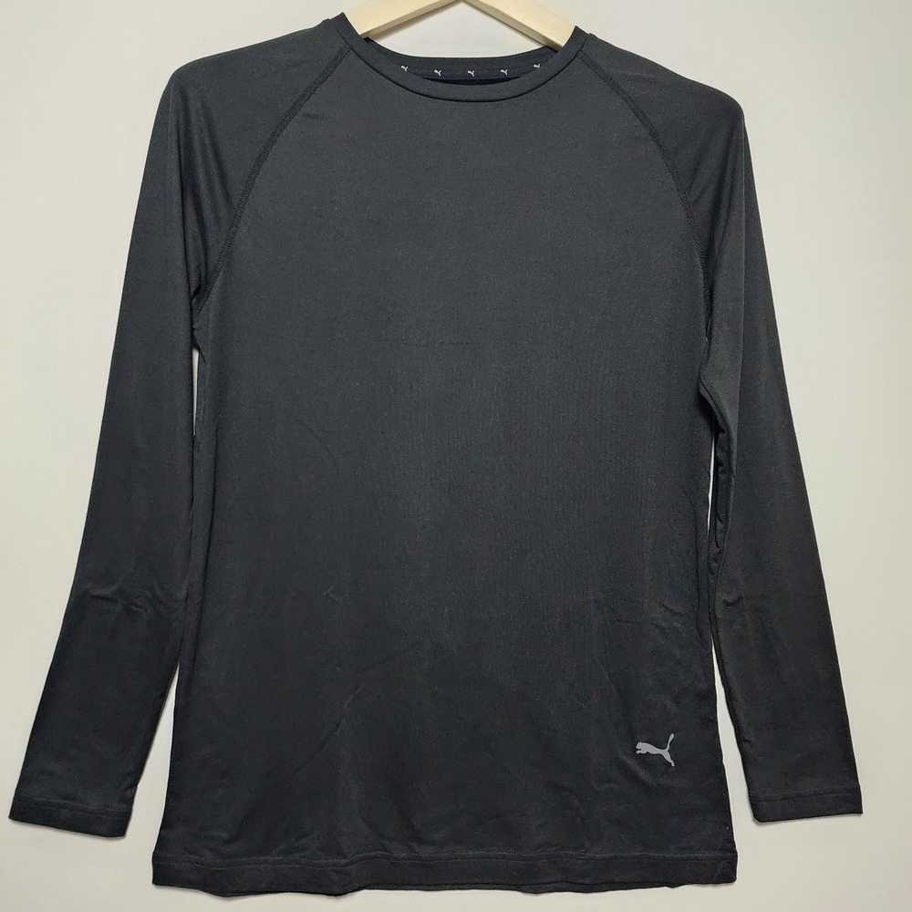 Puma Long Sleeve Active Performance Shirt Raglan Logo Black Small